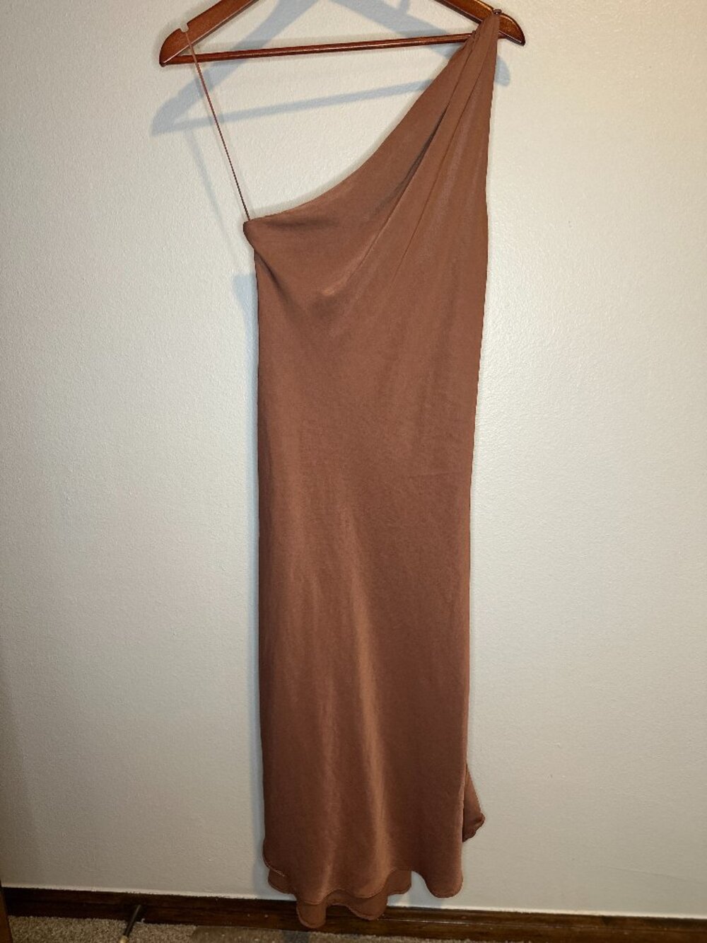 BHLDN Anthropologie Bridal Bridesmaid Audrie Satin One-Shoulder Dress - XS